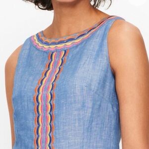 Talbots Linen Embroidery Chambray Dress Size 2 EC